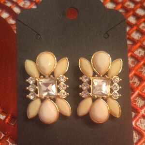 Park Lane Cream and Gold Floral Earrings